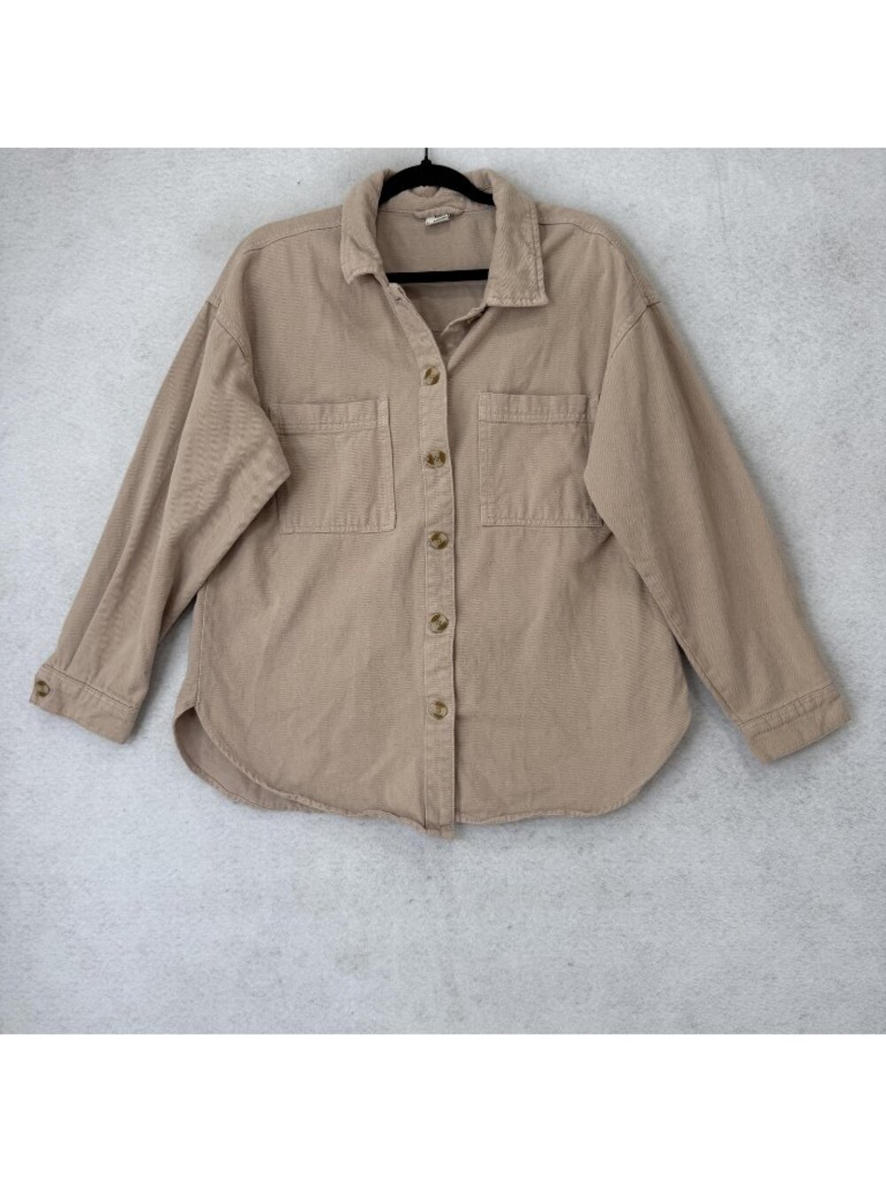 Sun Day Club Button Up Shirt Womens M Pink Collared Long Sleeve Twill Shacket